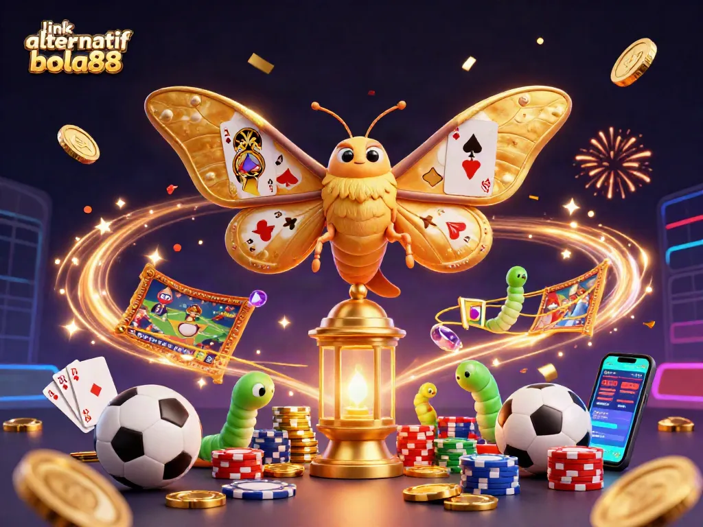 Engaging link alternatif bola88 illustration showcasing lively sports betting scenes with colorful gaming elements.