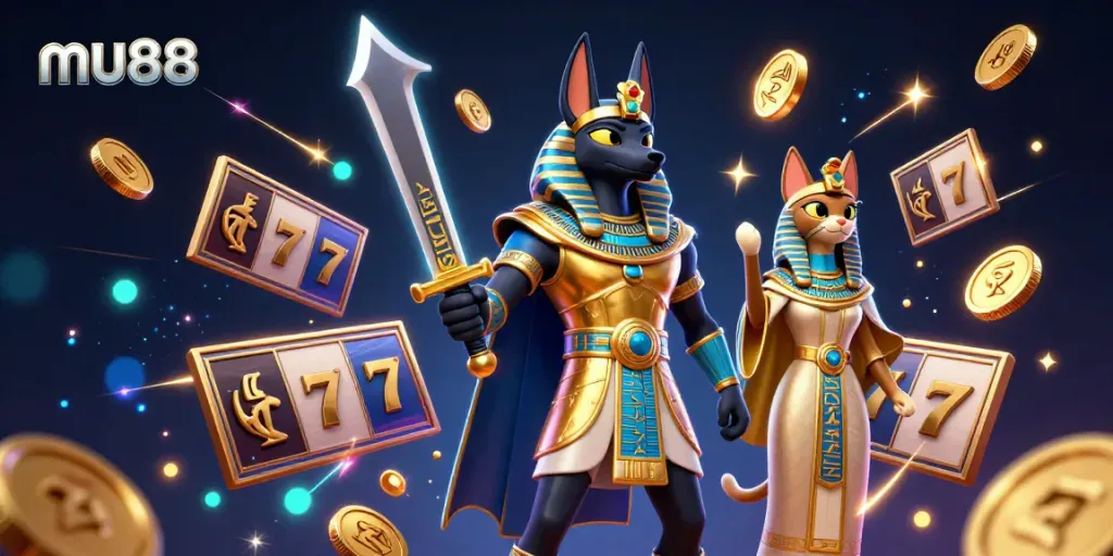 Experience mu88's vibrant slots and jackpot thrills in a stunning 3D casino scene.