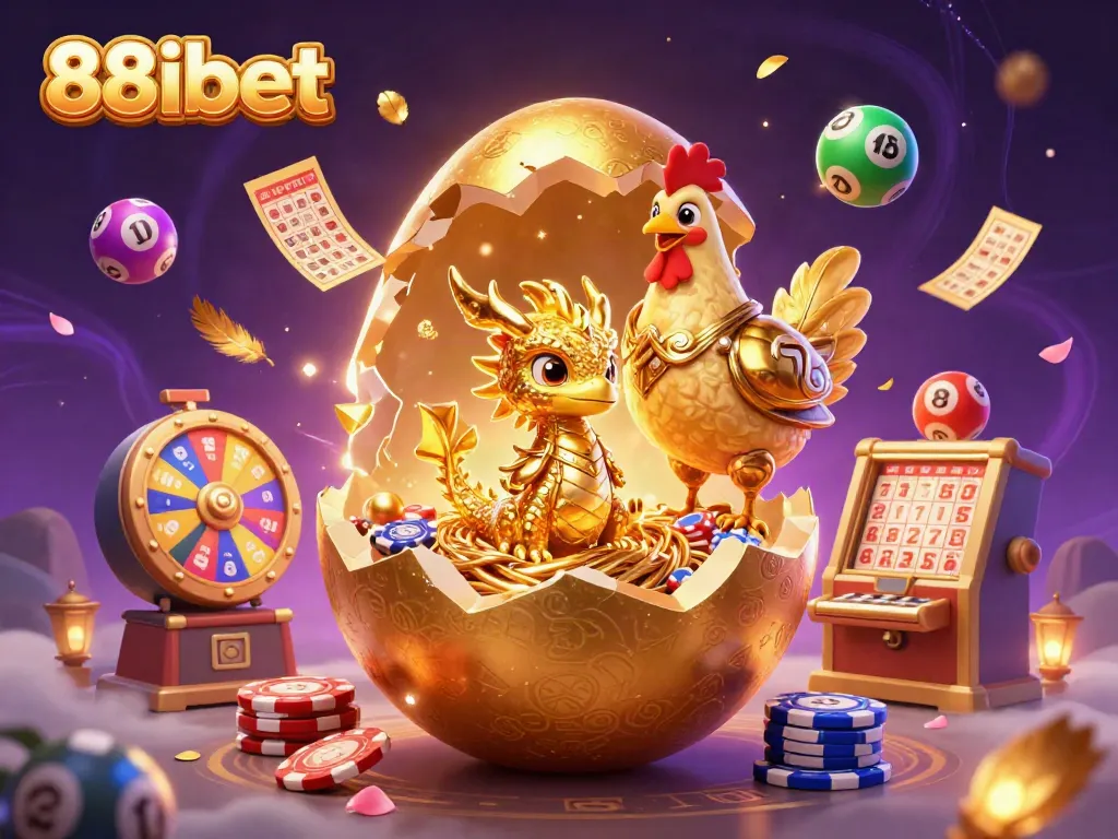 Experience the thrill of 88ibet with a golden dragon and dynamic casino elements.