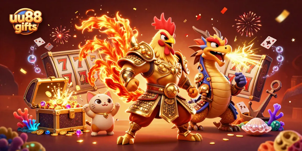 Experience thrilling gameplay with uu88 gifts at a vibrant casino scene featuring exciting characters and elements.