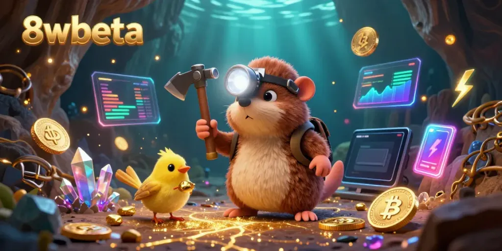 Experience thrilling gameplay at 8xbeta with vibrant treasures and crypto-themed visuals.