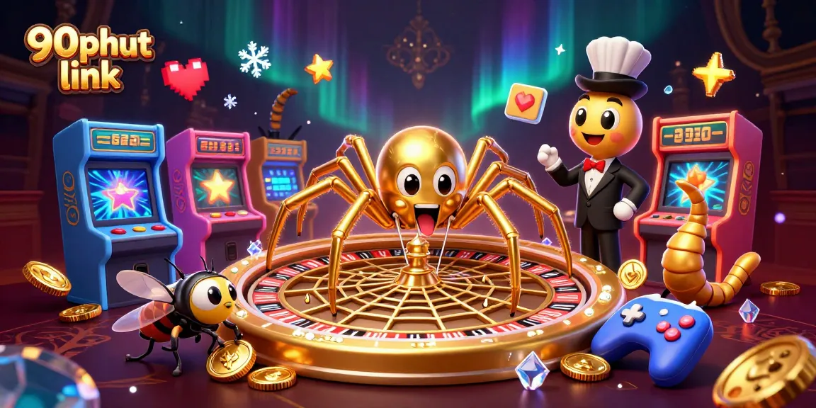 Engage with 90phut link's vibrant casino scene showcasing thrilling betting elements and saturated colors.